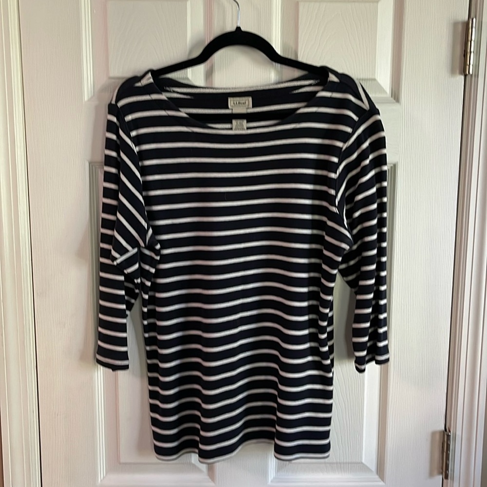 L.L.Bean Black & White Sailor Striped Top